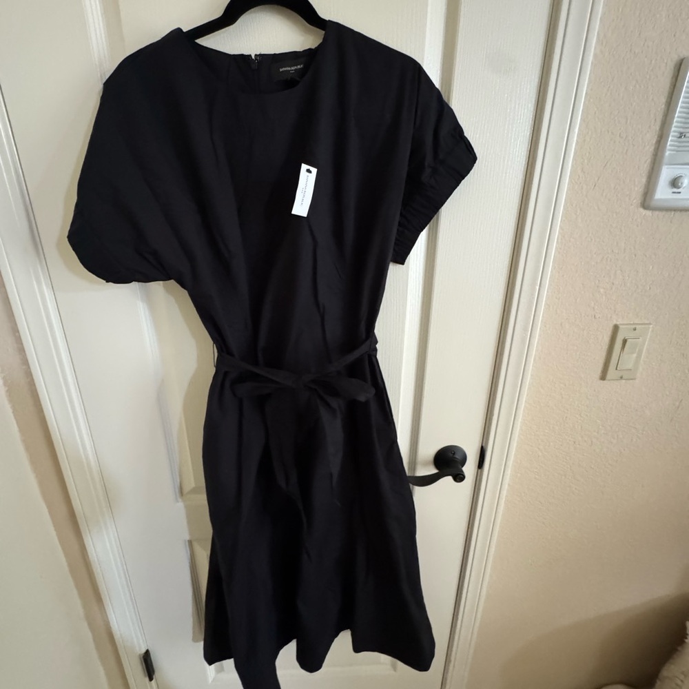 Banana Republic Black and White Wrap Midi Dress